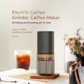 Electric Burr Coffee Grinder 25 Gears Adjustable 24W Portable USB Rechargeable Burr Mill Coffee Bean Grinder with Stainless Steel Core Cleaning Brush (Color: black)